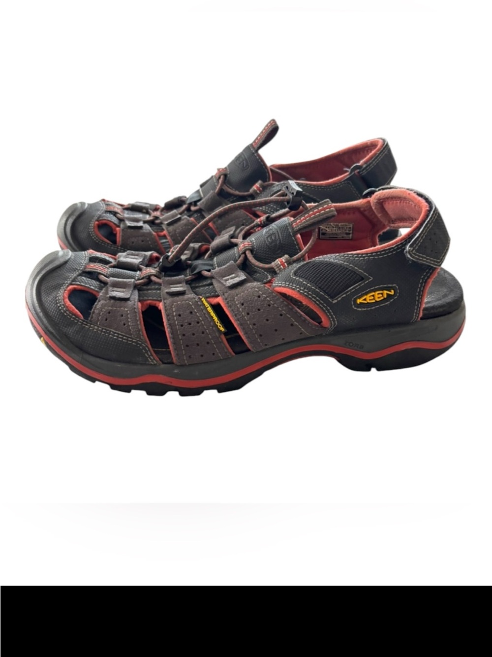 KEEN Gray Red Rialto ll Waterproof Hiking Sandals SZ 10.5 Worn 1X - Picture 15 of 15